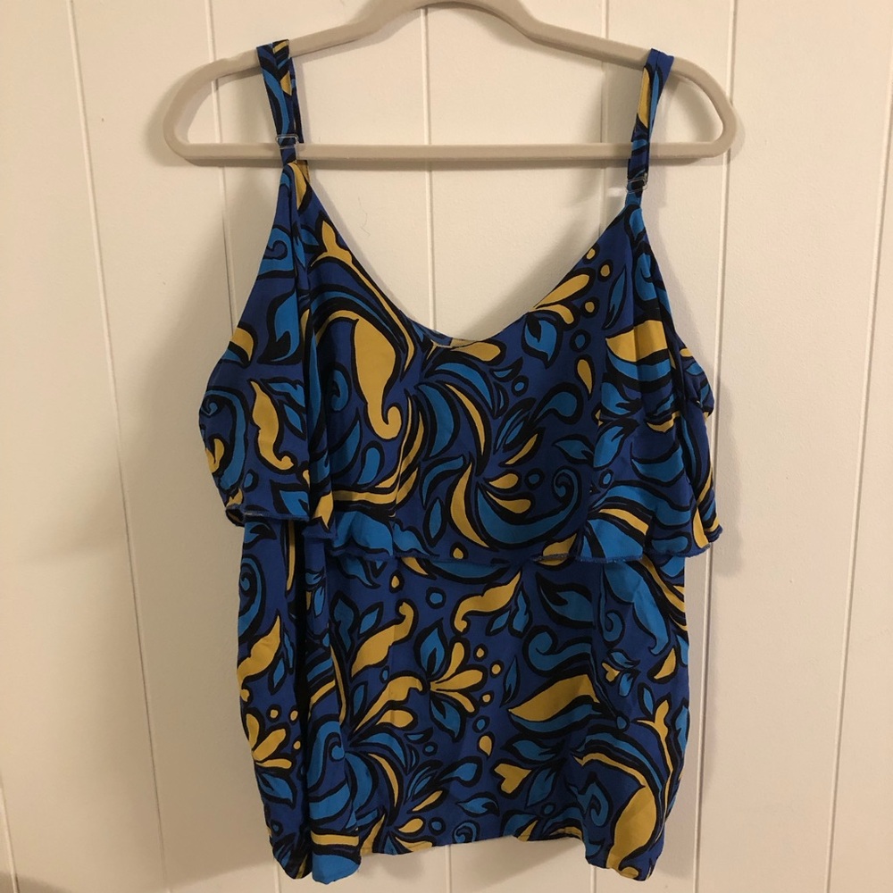 Spoon Jeans Ruffle Tank Top Blouse Adjustable Straps 2X